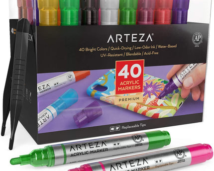 SET DE MARCADORES ACRILICOS ARTEZA 40PC