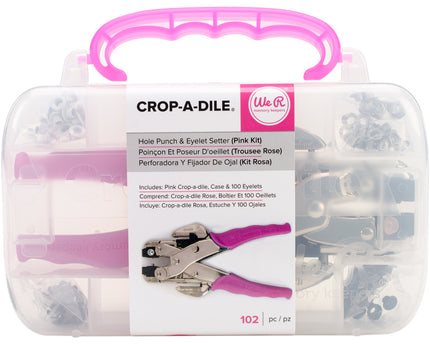 KIT DE PERFORADORA Y FIJA BORDE OJAL COLOR ROSA