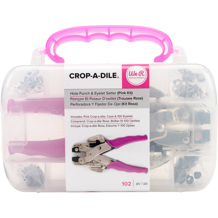 KIT DE PERFORADORA Y FIJA BORDE OJAL COLOR ROSA