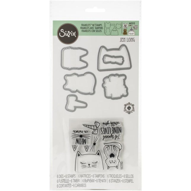 SELLO TRANSP Y CORTANTES GATITOS 6 PCS - SIZZIX