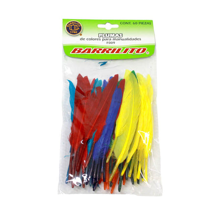 PLUMAS DE COLORES BOLSA 60PC F009