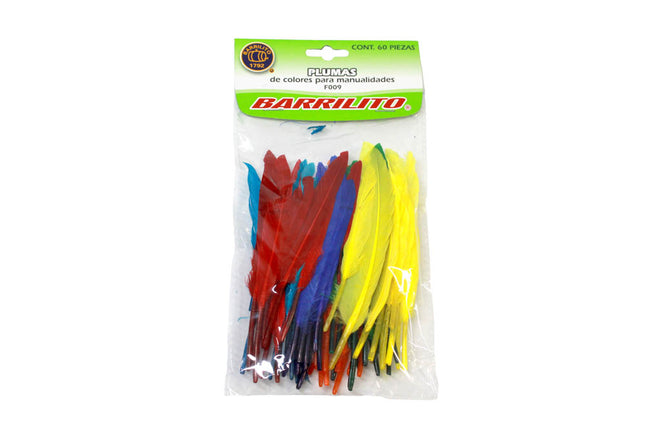 PLUMAS DE COLORES BOLSA 60PC F009