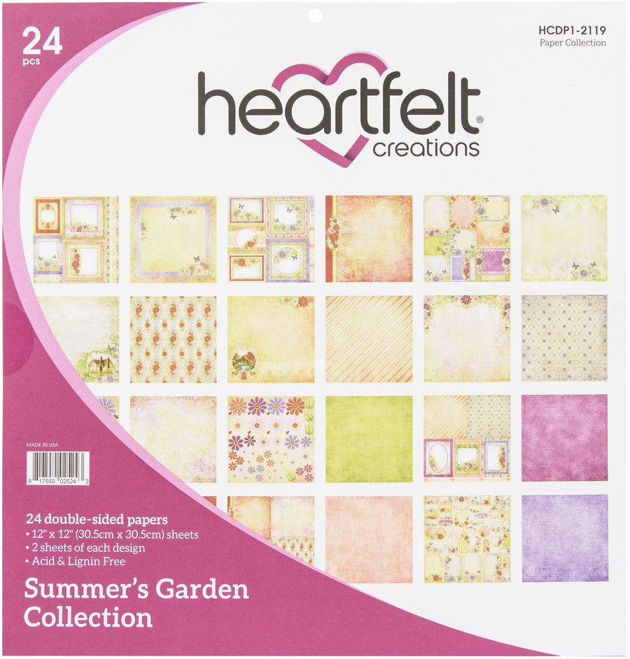 HEARTFELT - COLECCION DE PAPEL 12X12 SUMMER GARDEN  24 HOJAS